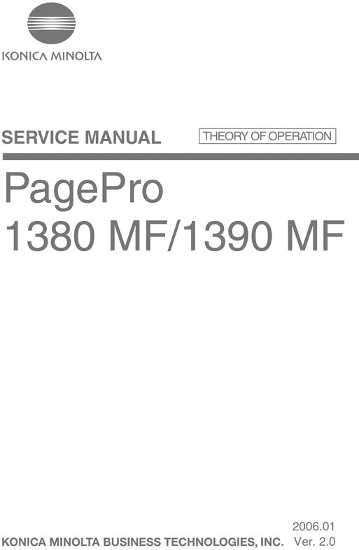 Product picture Konica Minolta PAGEPRO 1380MF/1390MF, Theory of Operation Manual