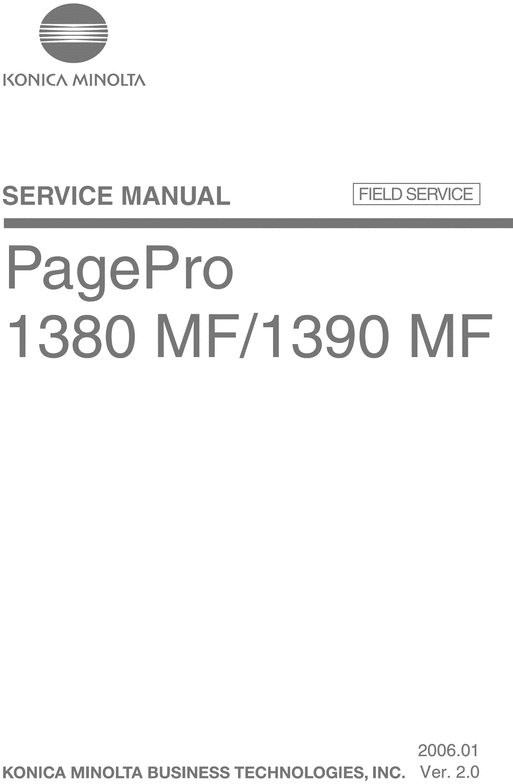 Product picture Konica Minolta PAGEPRO 1380MF/1390MF Field Service Manual
