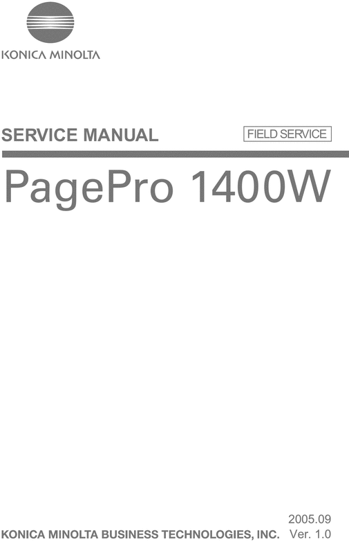 Product picture Konica Minolta PAGEPRO 1400W Field Service Manual