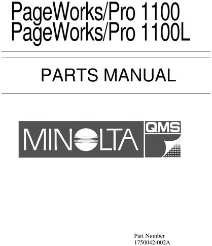 Product picture Konica Minolta PAGEWORKS PRO1100 Parts Guide Manual